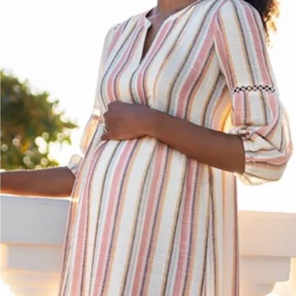 Striped Maternity/Nursing Dress in Soft Pastels